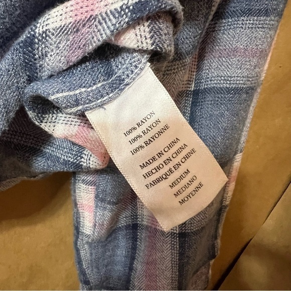 Rails | Plaid Button Front Shirt Collared Popover Crop Top Indigo Berry Size M - Picture 11 of 11